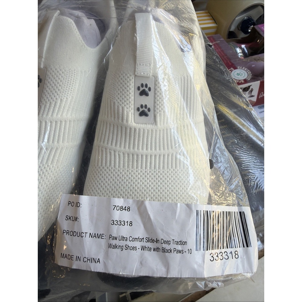 Power Ultra Comfort Sliding Deep Traction Walking Shoes White With Black Paw Siz - Picture 2 of 2